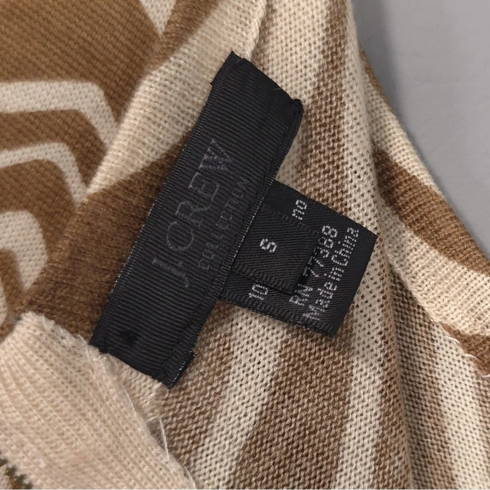 J.CREW COLLECTION 100% MERINO WOOL Zebra‎ Print 3/4 Sleeve Knit Mini Dress SMALL